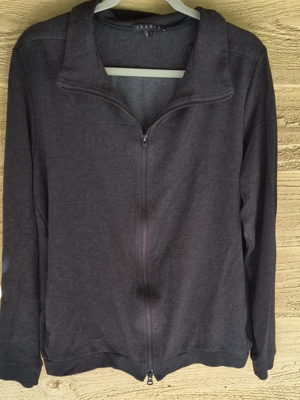 Theory Dark Gray Women's Full-Zip Jacket Stand Collar